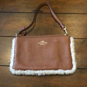 Coach Tan Sherpa Wristlet